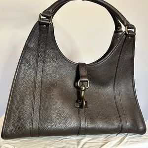 Gucci Bardot leather Hobo. Dark brown.